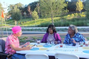 Guests used the questions on the table cloths to spark thought provoking conversations.